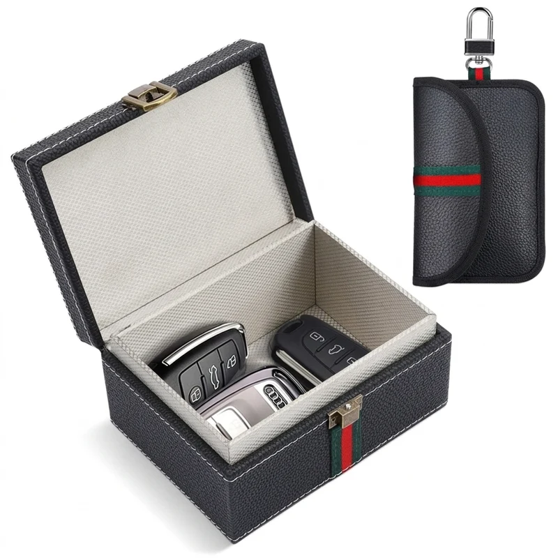 Faraday Box with Signal-Blocking Bags for Car Keys — Keyless Entry Protector