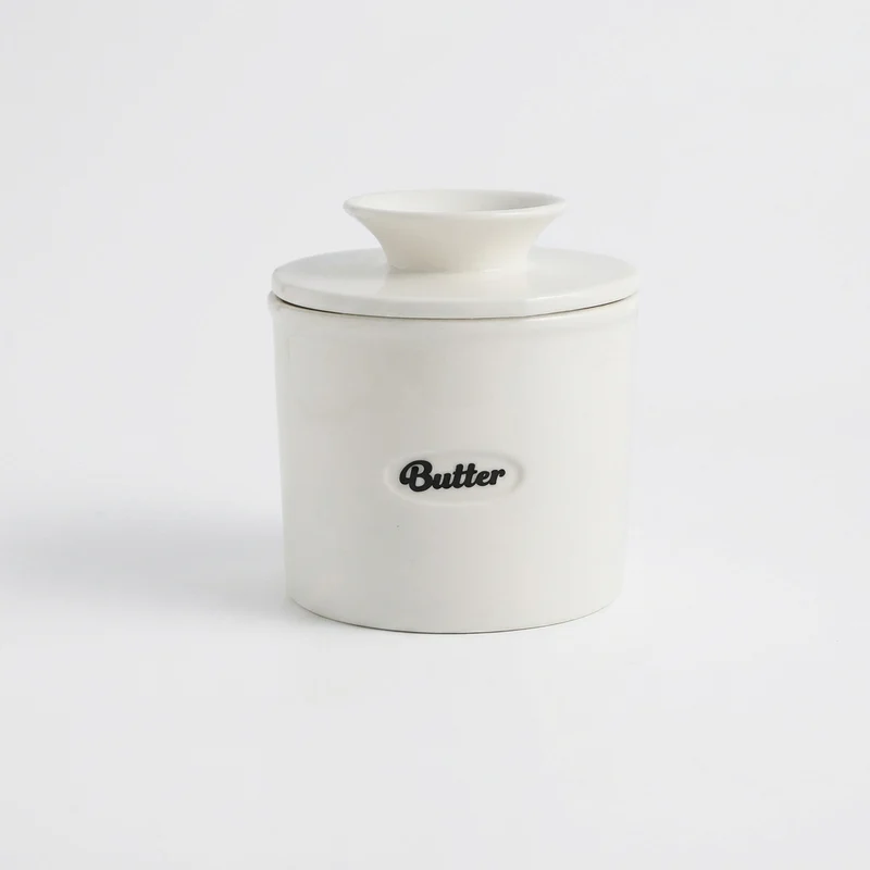 Ceramic Butter Jar with Lid & Cup — Western-Style Butter and Cheese Storage