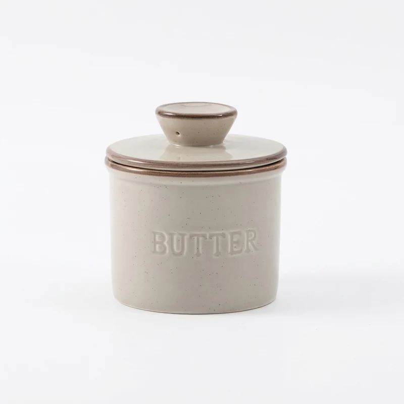 Kiln-turned Ceramic Butter Dish with Lid — Round Countertop Storage