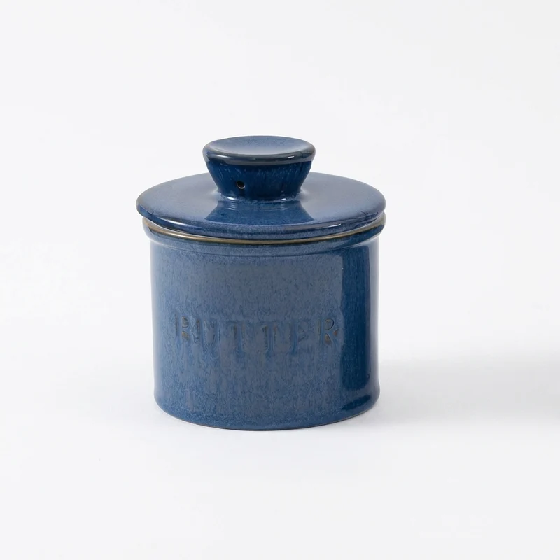 Ceramic Yellow Butter Dish with Lid — Kiln‑Turned Round Countertop Storage