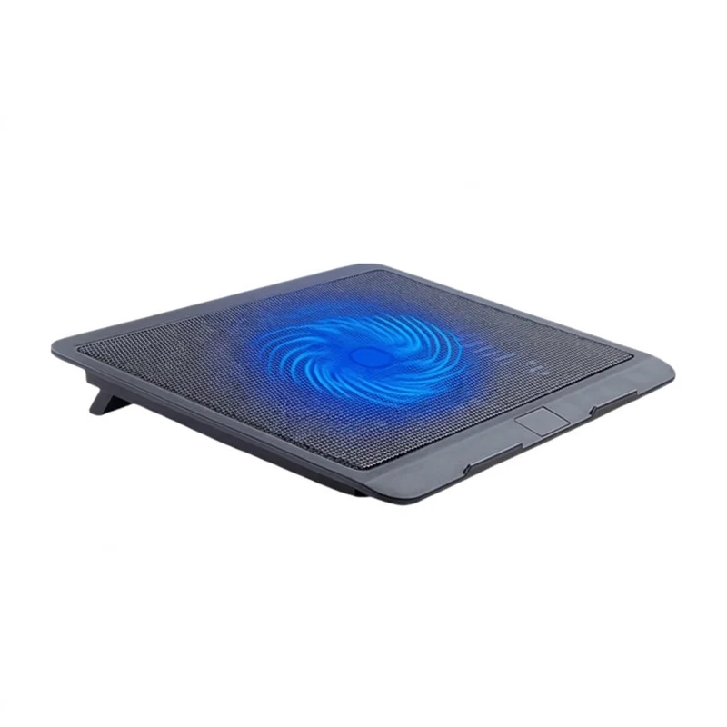 Adjustable Metal Mesh Laptop Cooling Pad with USB and LED Light — Black