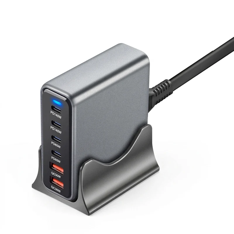 470W 6‑Port GaN Desktop Charger — 4C+2A USB‑C PD Fast Charge for Phones, Tablets & Laptops