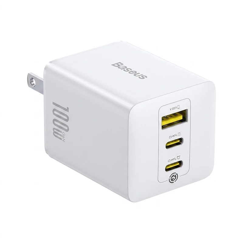 Baseus 100W GaN 3‑Port Fast Charger — 2x USB‑C + USB‑A, PD/QC/PPS