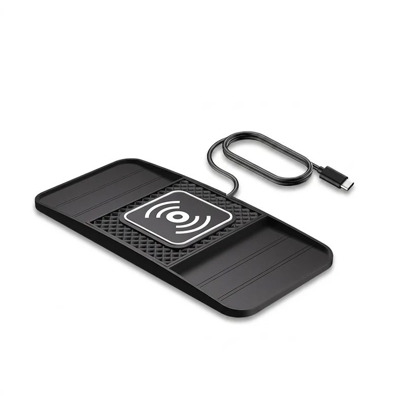 15W Fast Wireless Charging Pad – Non-slip Car Mat, USB-powered (Type-C or USB)