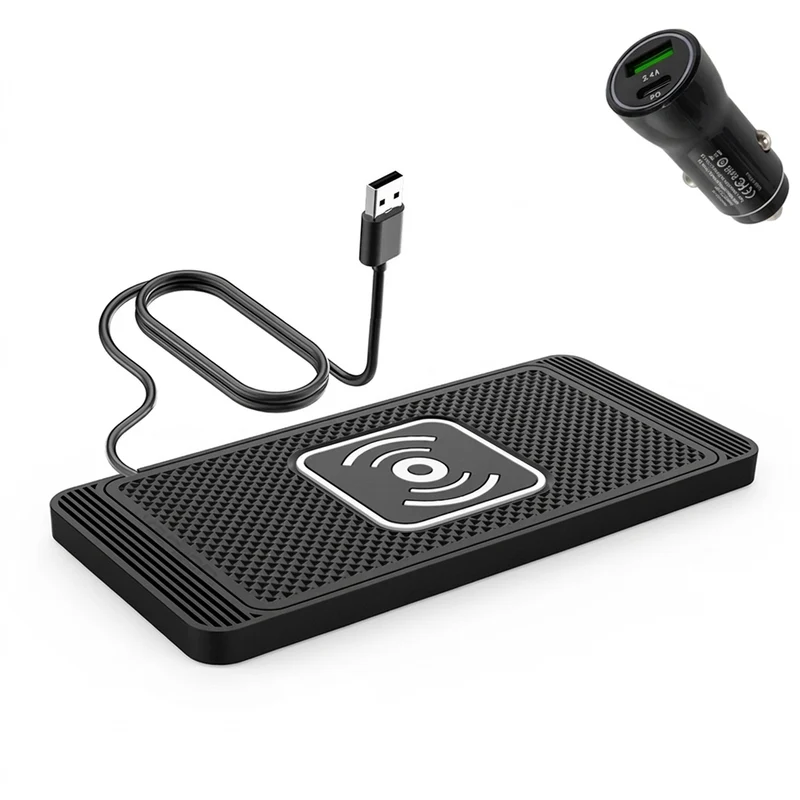 Silicone Car Wireless Charging Pad — Non‑Slip 15W Qi Fast Charger for iPhone, Samsung & Xiaomi
