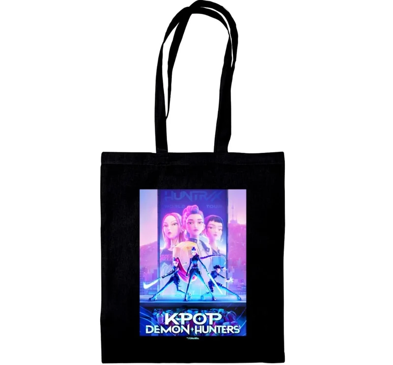 Pyramid: K-POP DEMON HUNTERS (Key ART) Black - Tote Bag - Shopping Bag - Borsa in tessuto con manici