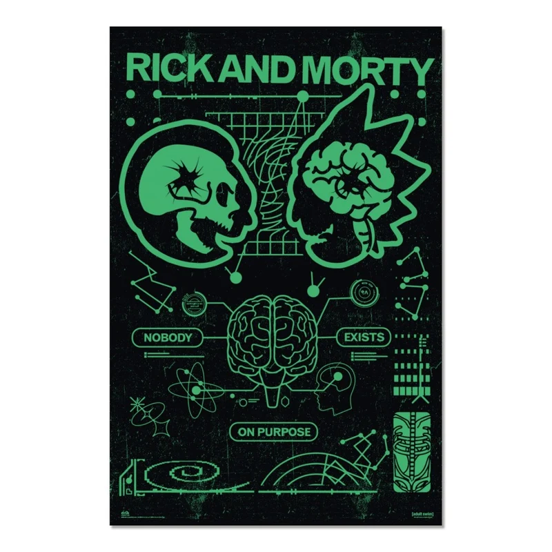 Maxi Poster Rick and Morty Nobody Exist on Purpose 91x61 cm Incorniciabile A Parete