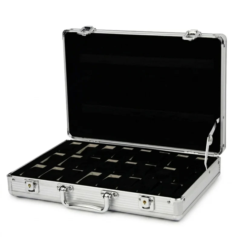 Aluminium-Frame Watch Storage Box — 6 / 12 / 24 Slot Display Case