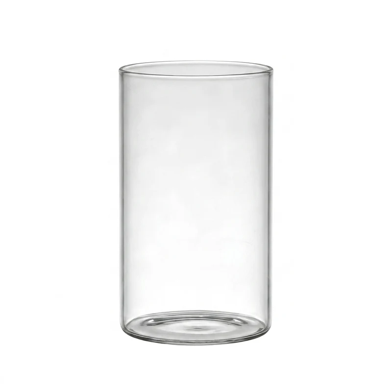 Clear Cylinder Glass Candle Holder – Lead‑Free Calcium Sodium Glass, Multiple Sizes (Candles Not Included)
