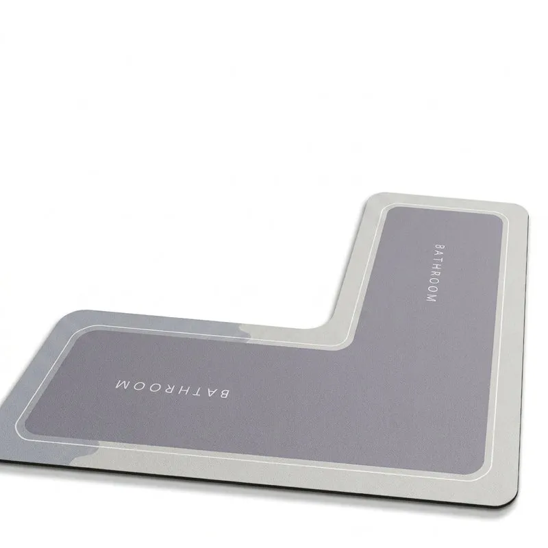 Minimalist Diatomaceous Earth Non-Slip L-Shaped Shower Door Mat