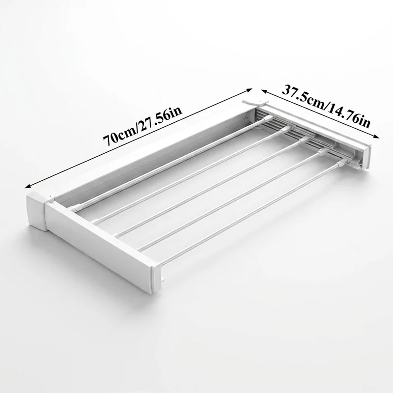 Folding Telescopic Wall-Mounted Towel & Clothes Rack — PVC, Extendable (White/Silver)