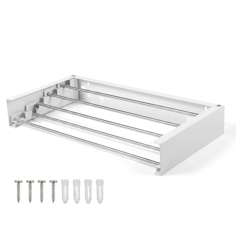 Folding Wall-Mounted Clothes Drying Rack — Retractable, Space-Saving