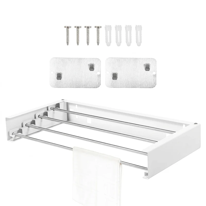 Folding Wall-Mounted Clothes Drying Rack — Stainless Steel Collapsible Hanger for Indoor & Balcony