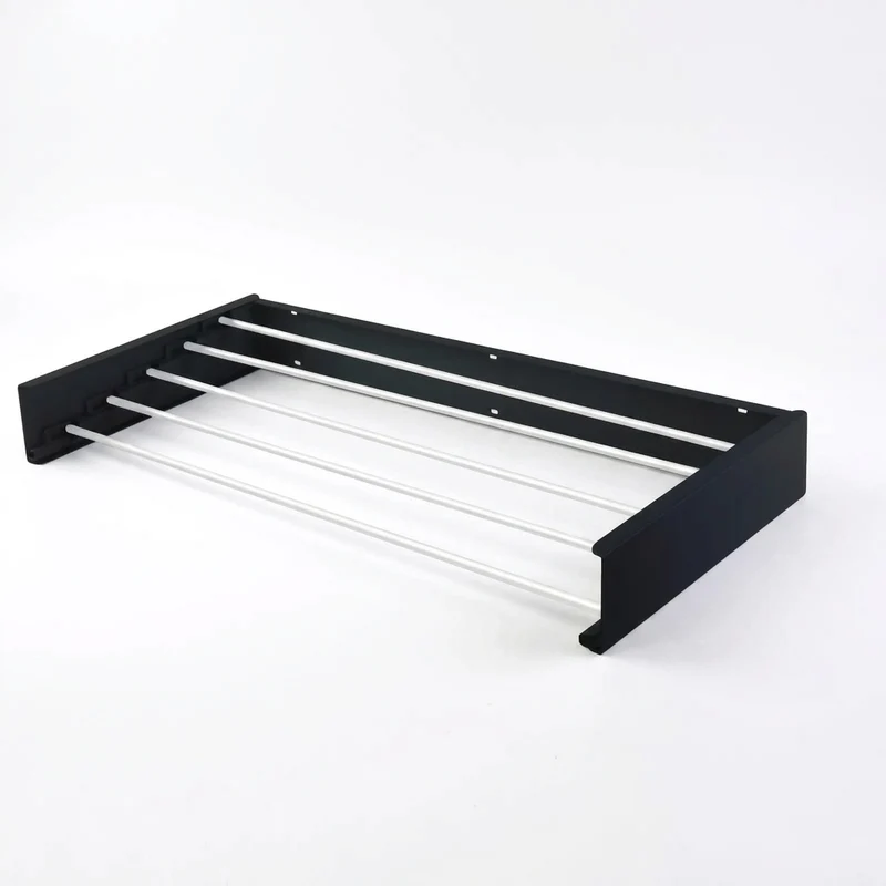 80cm Wall-Mounted Foldable Laundry Rack — 5-Rod White Stainless Steel