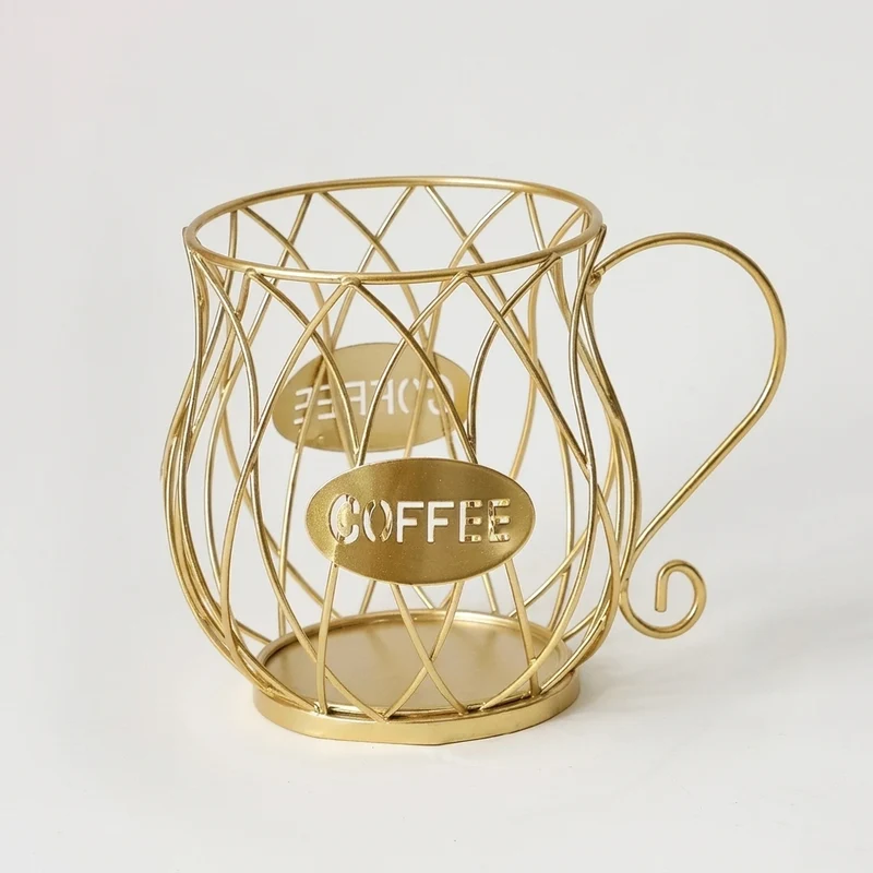 Gold or Black Wire Coffee Pod Organiser Caddy with 'Coffee' Sign — 2026
