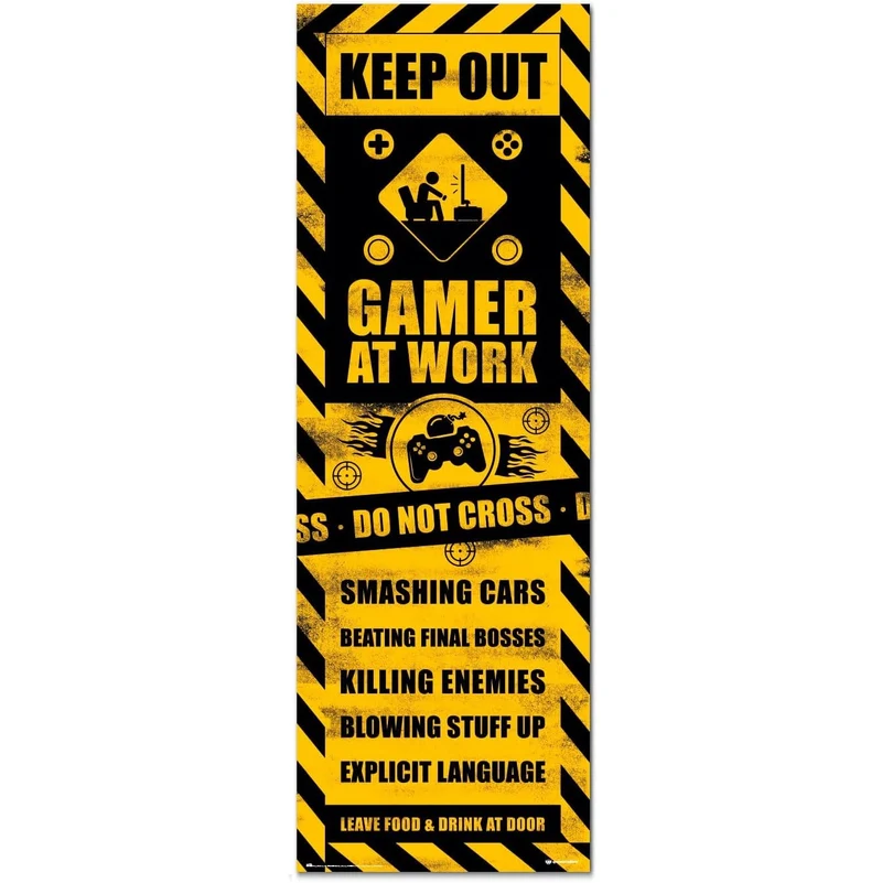 Maxi Poster XXL Porta o Parete (Gameration Gaming Caution) Incorniciabile per Cameretta Gamer, Gadget, Ufficio 53x158 cm