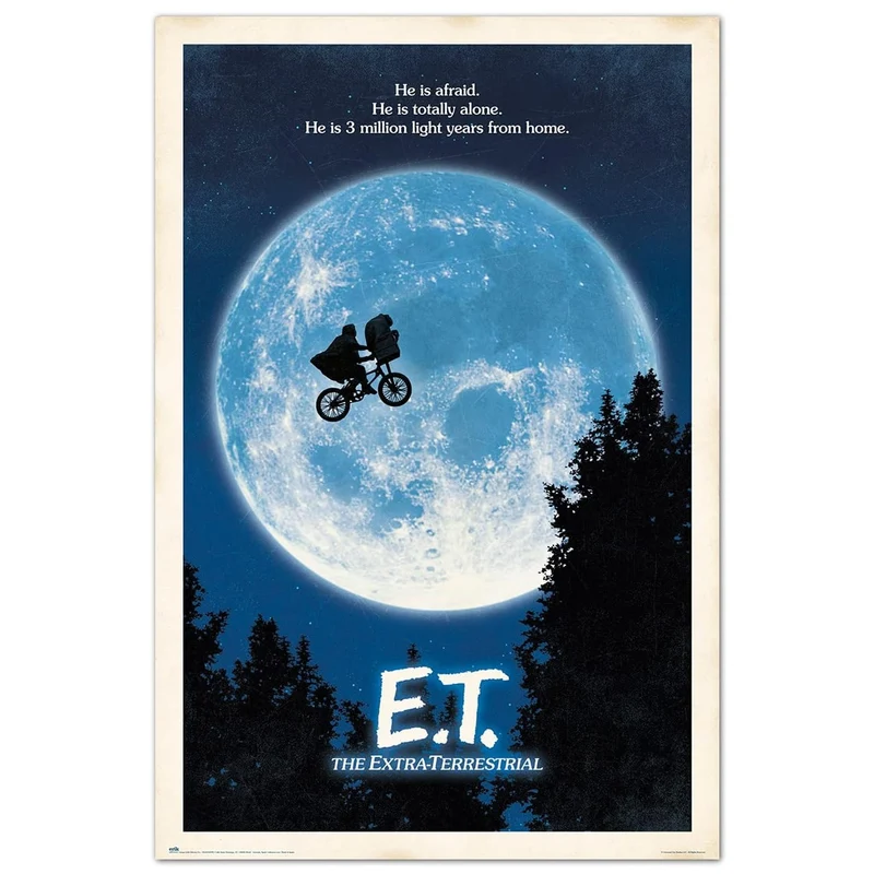 Maxi Poster Locandina (E.T. the Extra Terrestrial) Cinema Cult Extraterrestre TV Arte Incorniciabile a parete muro Locanda Nerd 91x61 cm