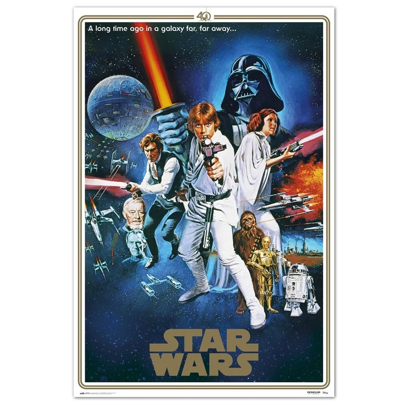 Maxi Poster - Locandina Film - Star Wars (Classic 40th Anniversary One Sheet B) TV Cinema Cult, Arte Incorniciabile da Pub, Casa, Ufficio, Locanda, Nerd, Licenza Ufficiale 91x61 cm