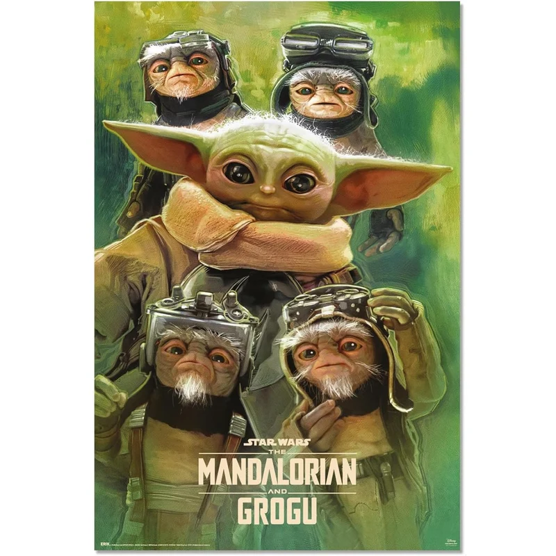 Maxi Poster - Locandina Film - Star Wars (The Mandalorian e Grogu Anzellans) TV Cinema Cult, Arte Incorniciabile da Pub, Casa, Ufficio, Locanda, Nerd, Licenza Ufficiale 91x61 cm