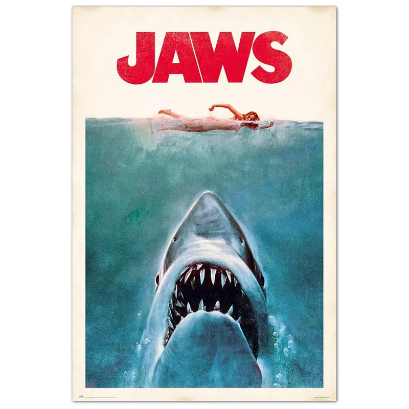 Maxi Poster Locandina Film - Jaws (Lo Squalo) TV Cinema Cult Arte Incorniciabile Animation da Pub Casa Ufficio Locanda Nerd 91x61 cm
