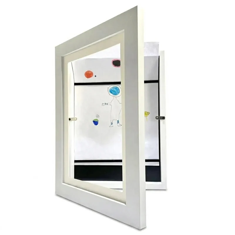 A4 Kids Art Display Frame – Double Picture Frame with Elastic Strap (Black/White)