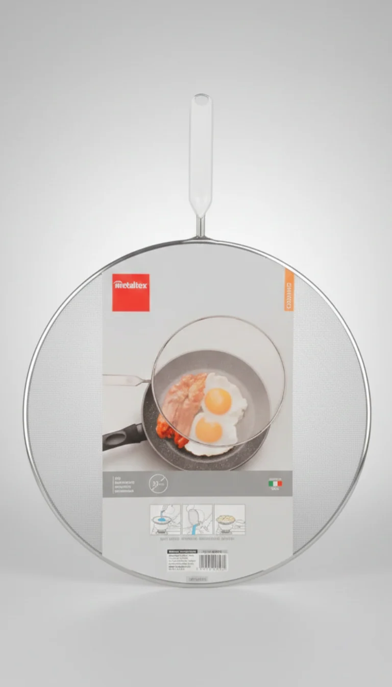 Metaltex Setaccio Paraspruzzi in Alluminio con Manico Ø 33 cm | Multiuso per Cucina | Protezione Anti-Schizzo e Scolatutto | Made in Italy