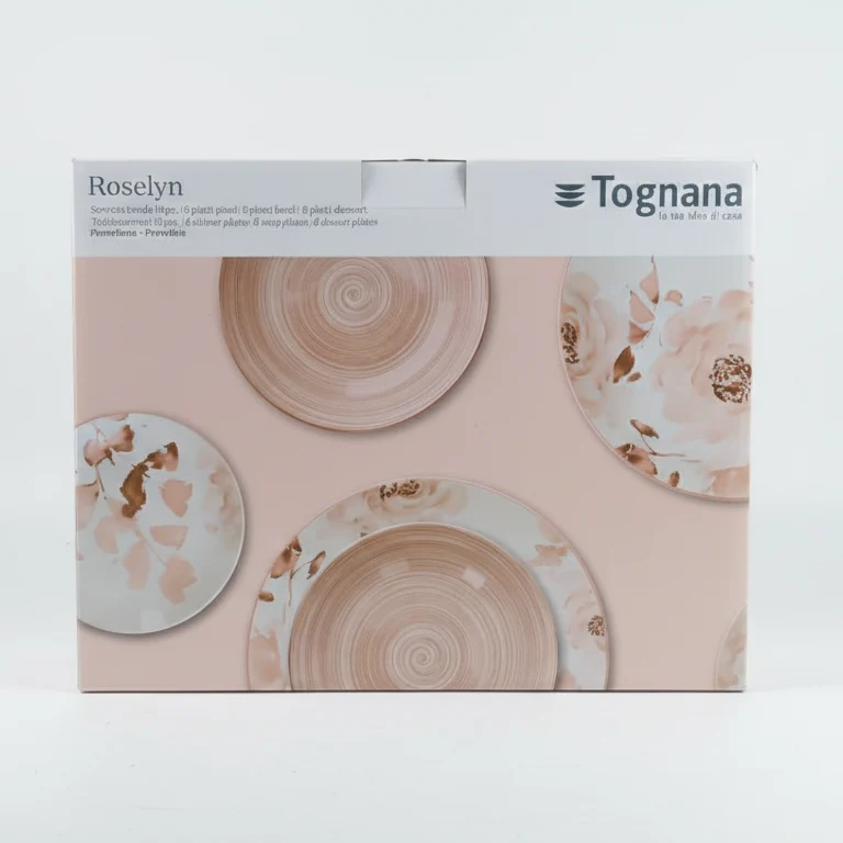 Tognana Servizio Piatti 18 Pezzi Roselyn Linea Madison | In Pregiata Porcellana con Decoro Floreale Rosa | Ideale per 6 Persone