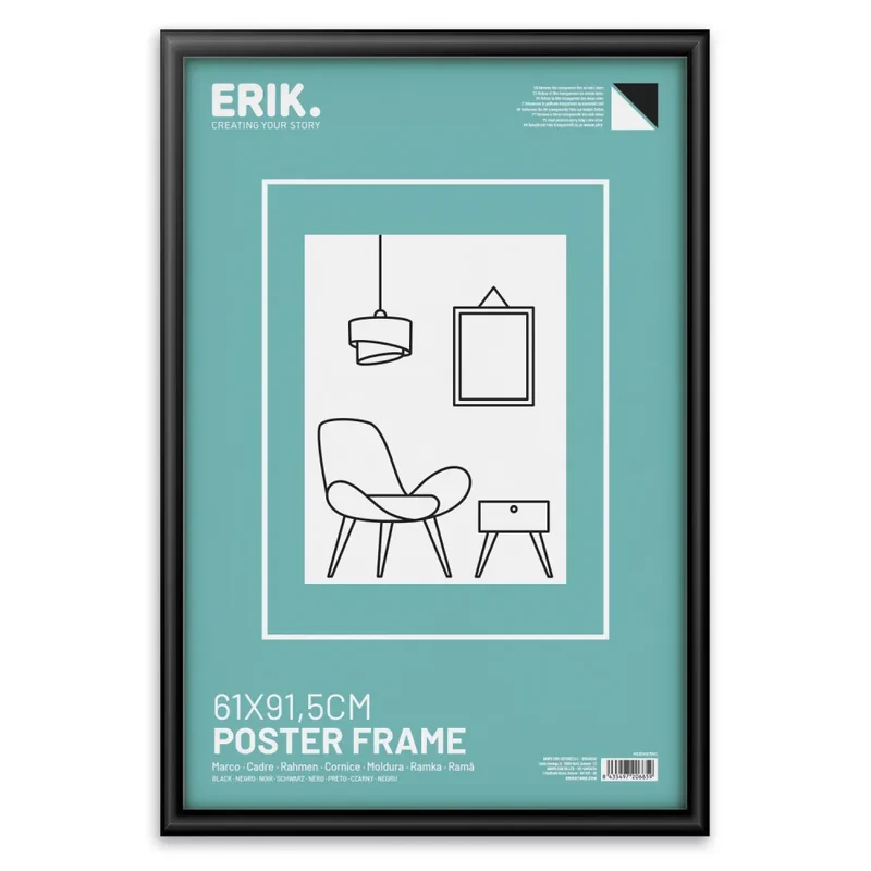Grupo Erik: Cornice Poster 61 x 91,5 cm Nero Bombata da parete grande, in legno MDF Curvo , Cornice per Maglia da Calcio, Cornice per quadri grandi