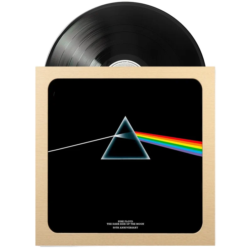 Cornice per Vinile (Effetto Legno) Porta Disco Vinile da Parete 35,5 x 35,5 in MDF e Vetro Metacrilato | Cornice Quadrata per Copertina di Album con Accessori per Appenderla - Poster Packaging Protettivo (HAYA)
