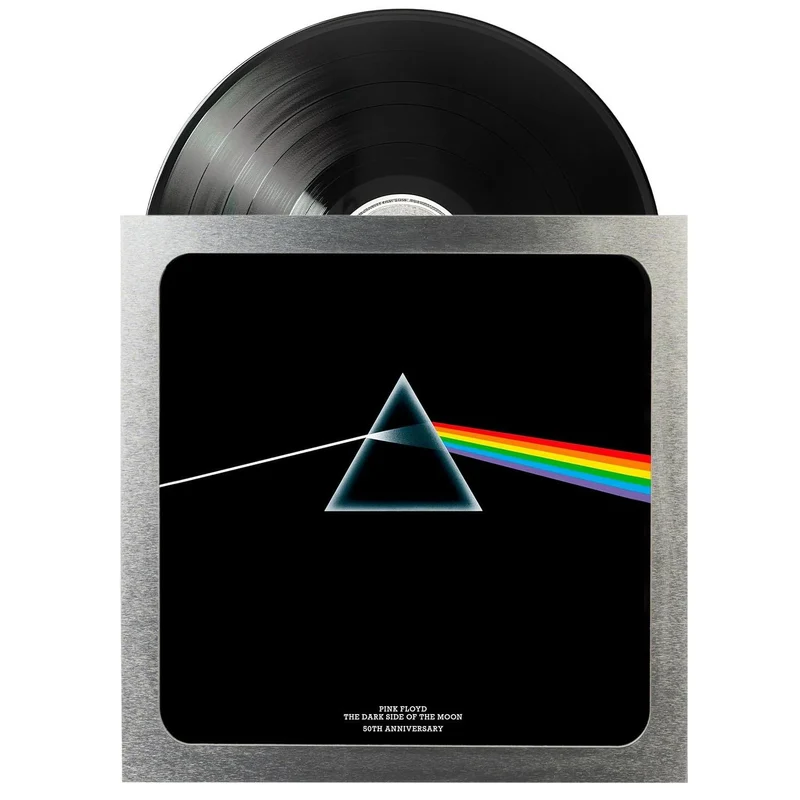 Cornice per Vinile (Argento) Porta Disco Vinile da Parete 35,5 x 35,5 in MDF e Vetro Metacrilato | Cornice Quadrata per Copertina di Album con Accessori per Appenderla - Poster Packaging Protettivo (Grigio Silver)