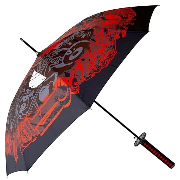 Ombrello a Spada Marvel (Deadpool) Premium Bambino Automatico - Giovanile per 10 Anni, Nero