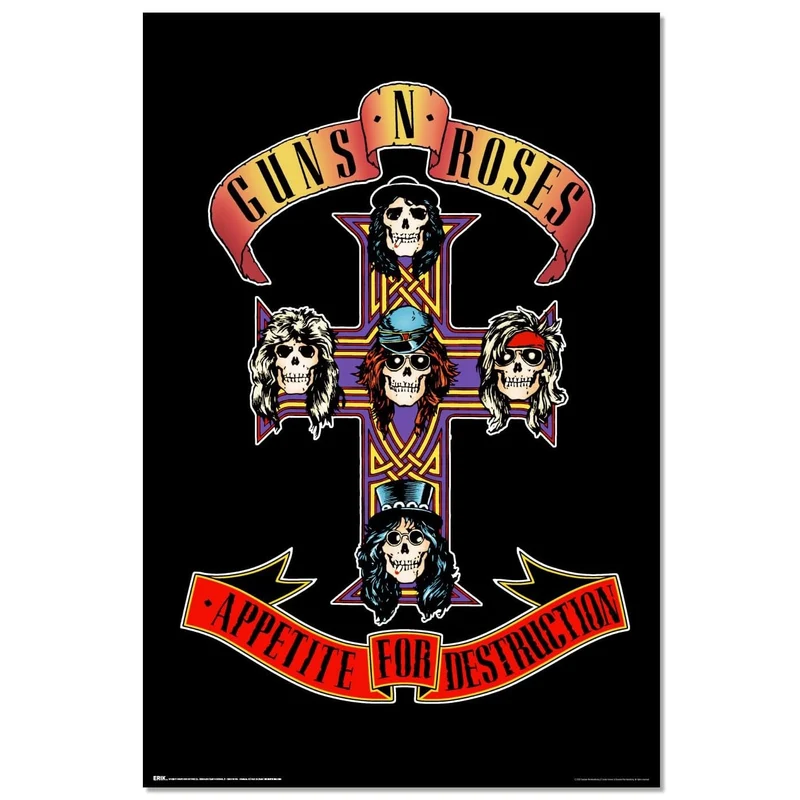Maxi Poster Rock (Guns n' Roses) gadget Musica regalo, decorazione parete Incorniciabile 91x61 cm