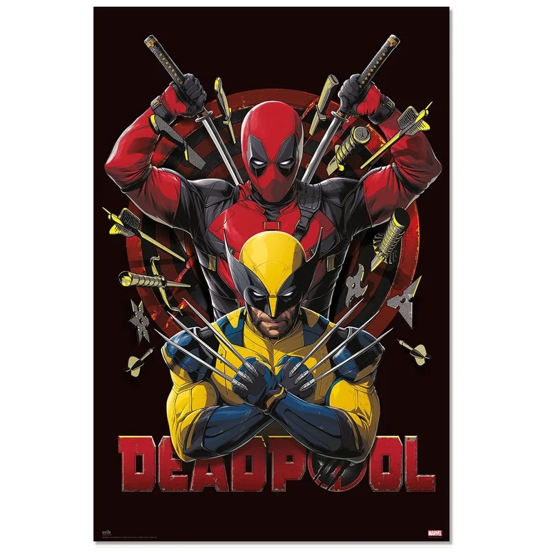 Maxi Poster Marvel (Deadpool e Wolverine 2) a Parete per Cameretta Nerd, Ragazzi, Regalo, Licenza Ufficiale, Incorniciabile 91 x 61 cm