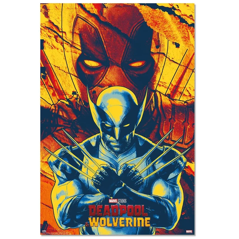 Maxi Poster Marvel (Deadpool e Wolverine) a Parete per Cameretta Nerd, Ragazzi, Regalo, Licenza Ufficiale, Incorniciabile 91 x 61 cm