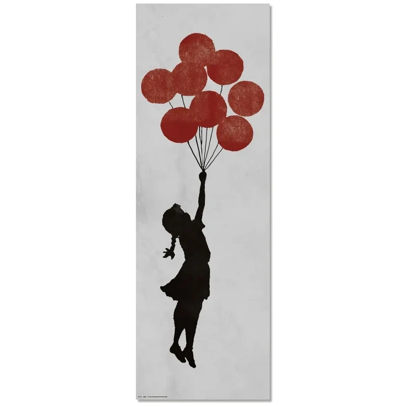 Maxi Poster XXL Porta o Parete - Artist (Girl Floating Original) Banksy Style Arte Incorniciabile per Cameretta, Gadget, Ufficio 53x158 cm