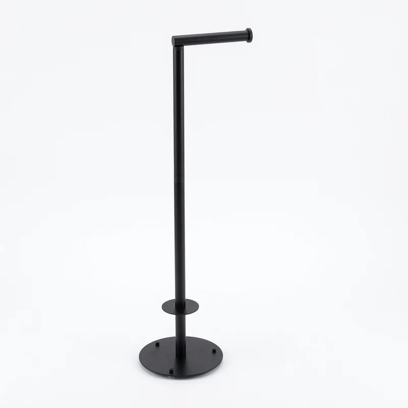 Foldable Floor-Standing Toilet Roll Holder with Reinforced Base, Standalone Dispenser