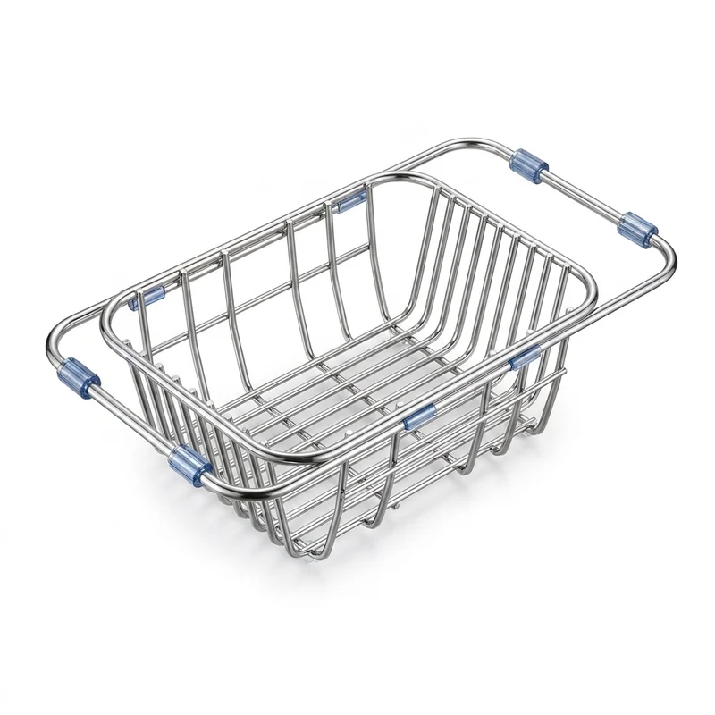 Telescopic Stainless Steel Sink Drainer Basket – Dish Rack Organiser