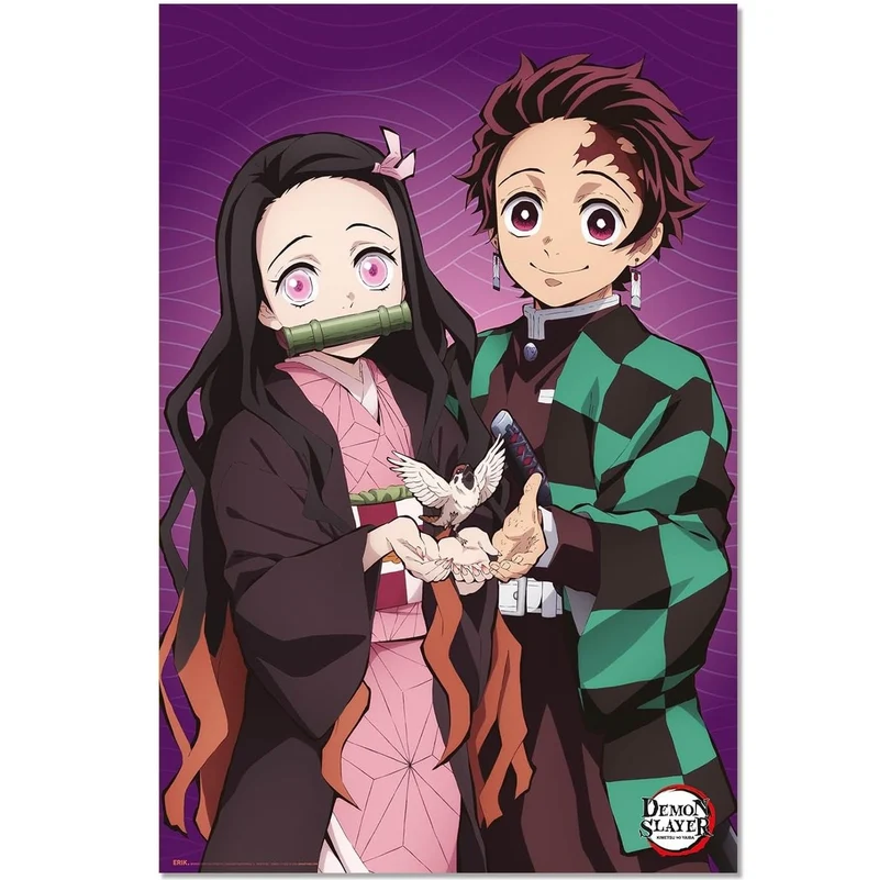 Maxi Poster Anime: (Demon Slayer 2 Tanjiro e Nezuko) Manga a Parete Incorniciabile da Cameretta Fumetti Manga 91x61 cm