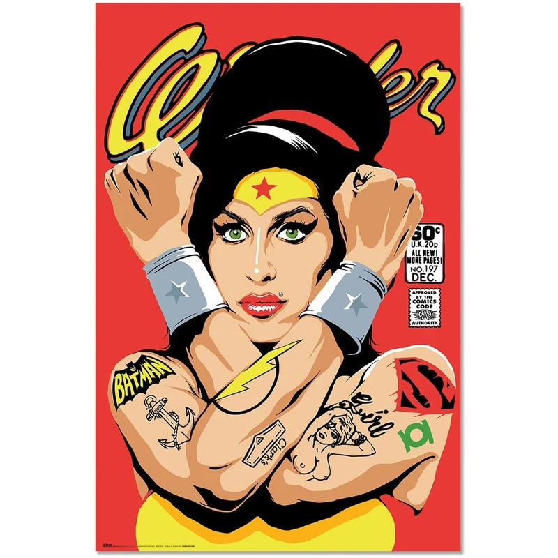 Maxi Poster Music Artist: Macellaio Billy (Rehab Wonder) da Parete Incorniciabile 91x61 cm Carta Lucida Licenza Ufficiale Amy Winehouse/Wonder Woman