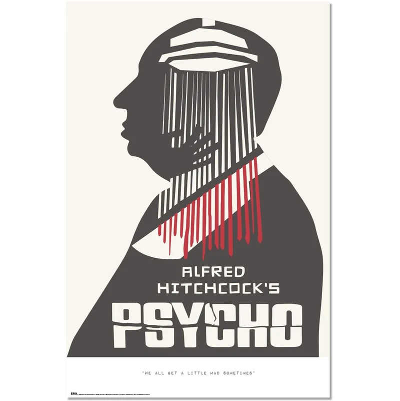 Maxi Poster Rock: Alfred Hitchcock (Psycho) da Parete Incorniciabile 91x61 cm Carta Lucida Licenza Ufficiale