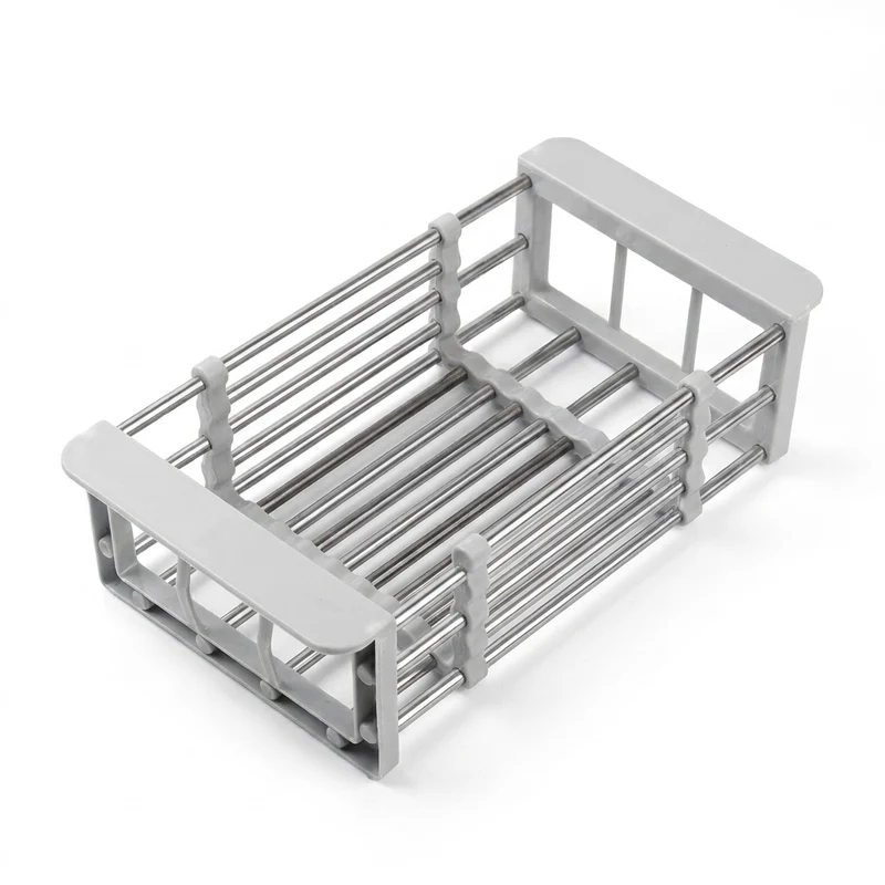 Adjustable Stainless Steel Extension Sink Rack — Foldable Dish & Fruit Drainer