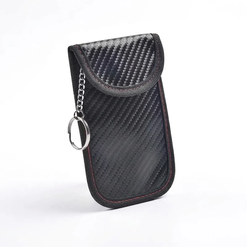 Car Key Signal Blocking Pouch Carbon Fibre RFID Faraday Case — Black