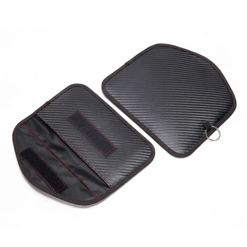 Universal Car Key Signal Blocking Pouch — RFID Faraday Case, Carbon Fiber, 20 × 10 cm