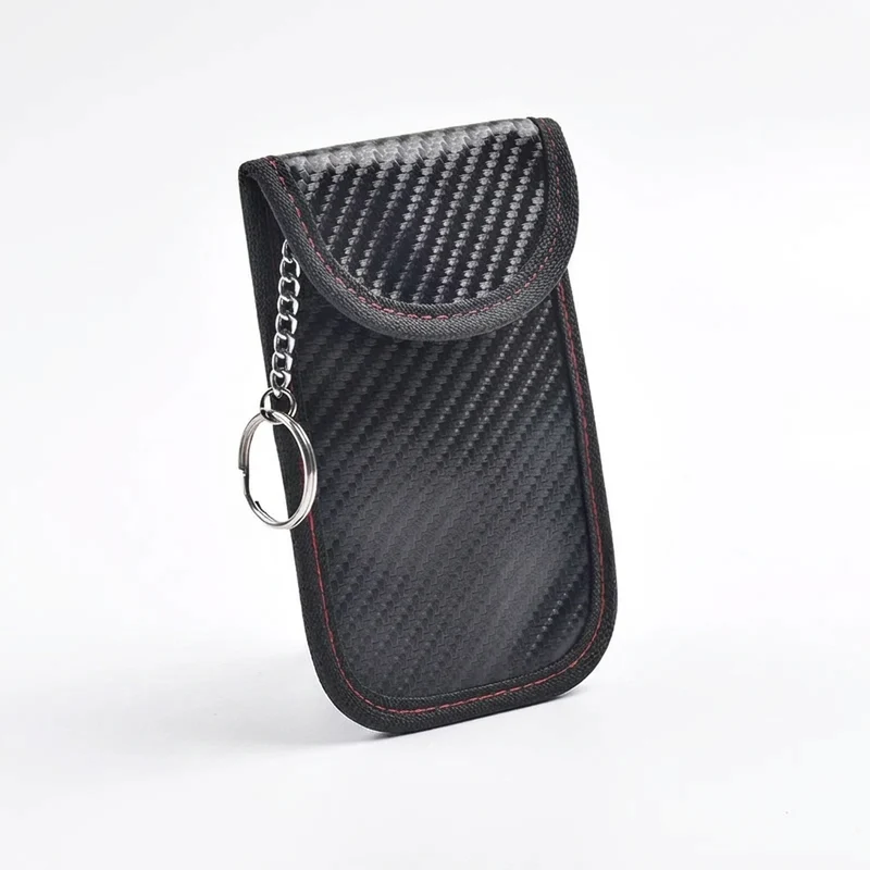 RFID Blocking Car Key Pouch – Carbon Fibre Faraday Fob Case (Black)