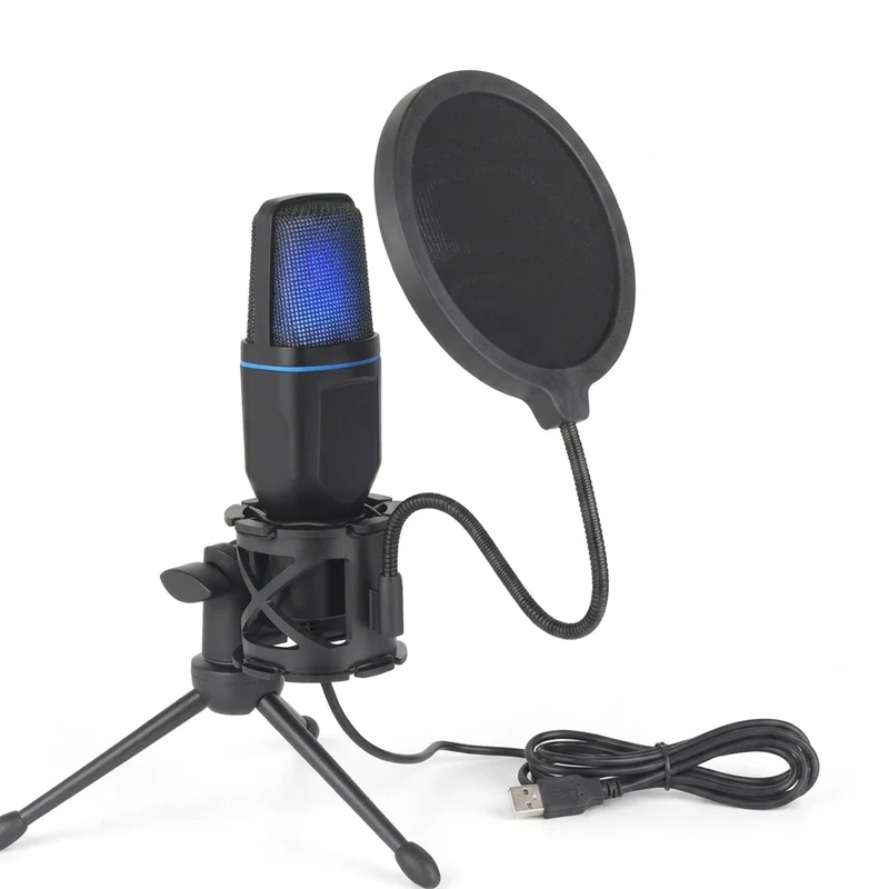 USB RGB Condenser Microphone — Wired Gaming & Streaming Mic for PC/Laptop