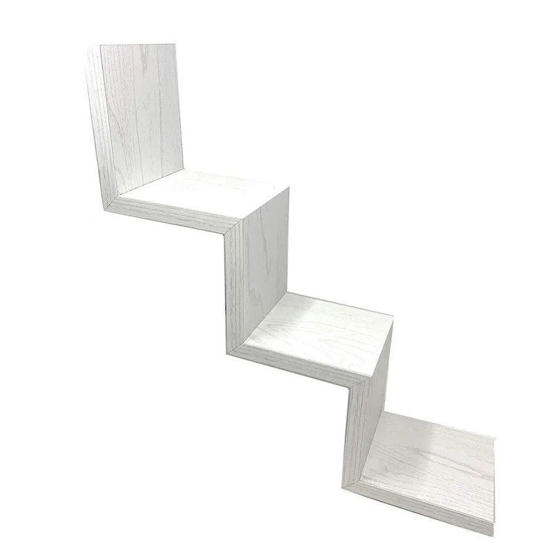 Mensola a zig zag in legno mdf rovere sbiancato 3 ripiani