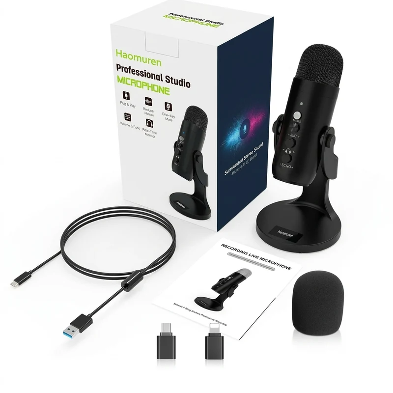 USB Condenser Microphone for PC, Mac, Gaming, Streaming and Podcasting