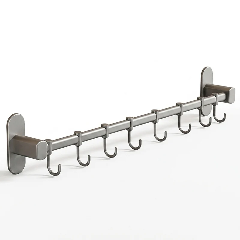 Wall-Mounted Kitchen Hook Rack for Pot Lids and Utensils