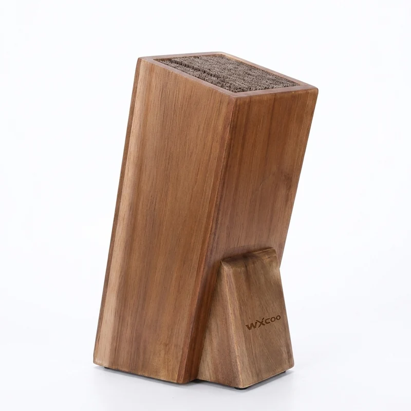 Acacia Wood Universal Knife Block with Removable Bristle Insert