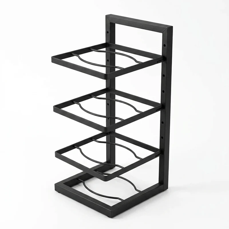 Under-Cabinet Pot & Pan Organiser Rack — Height Adjustable, Heavy-Duty Stainless Steel (3/4/5 Tier, Black)